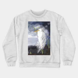 An Egret Huddles in the Storm Crewneck Sweatshirt